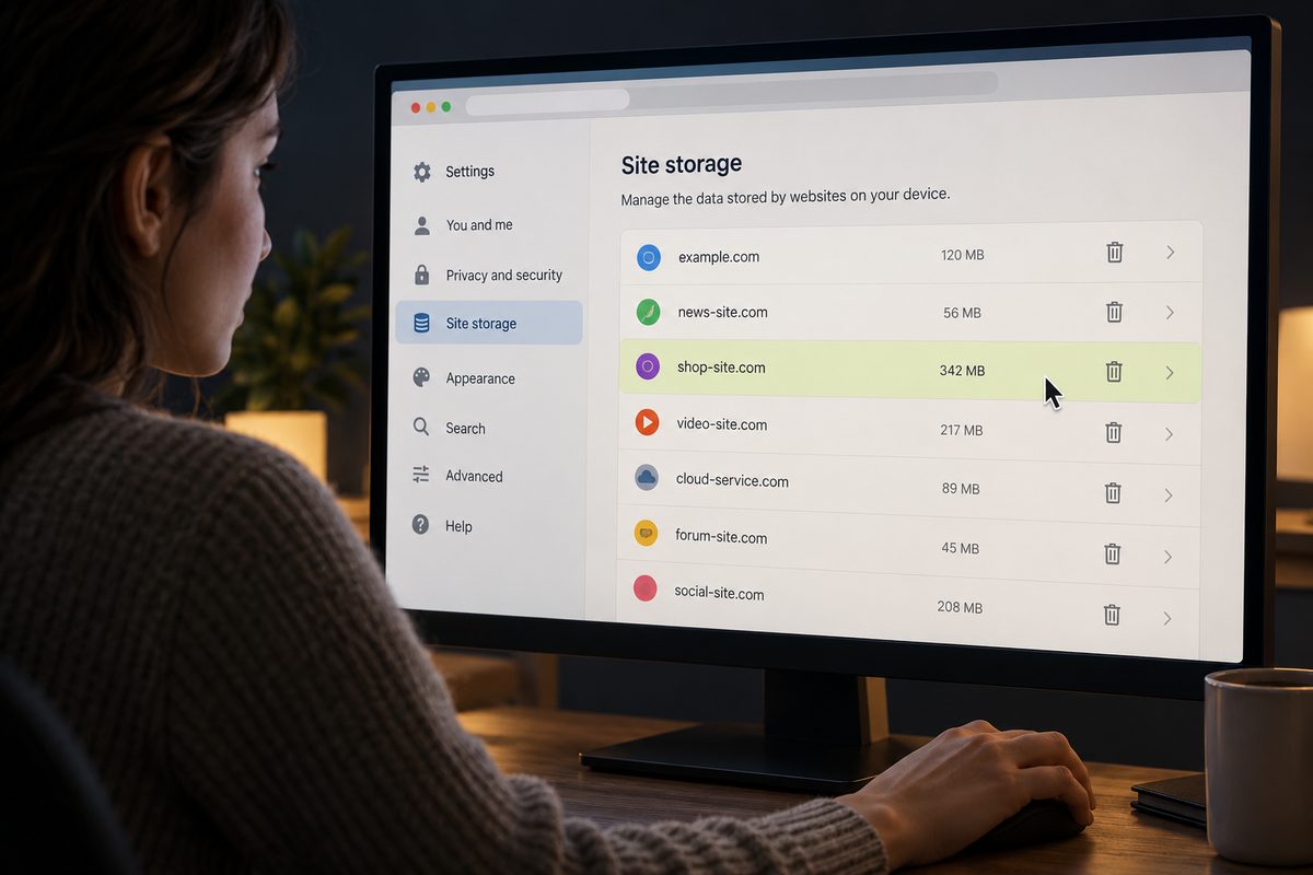 Illustrative browser site-storage settings under review.